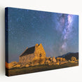 Large art depicting the Canterbury, New Zealand scenery on a stretched canvas, with vivid green and blue tones.