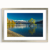 Textured abstract art print of Otago, New Zealand in silver frame, featuring muted earth tones, ideal for bedroom art.