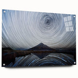 Acrylic print of Taranaki, New Zealand, featuring soft blue and green hues, ideal for bedroom or dining room decor.