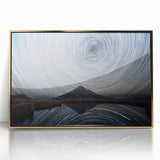 Acrylic print of Taranaki, New Zealand in muted earth tones, framed in gold, ideal for modern art wall decor.