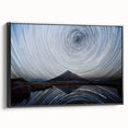 Black and white framed canvas of Taranaki landscape in New Zealand, ideal for bedroom wall decor.
