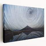 Large art of Taranaki, New Zealand scenery on stretched canvas, featuring muted green and blue tones.