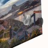Large abstract wall art featuring Wellington's cityscape in muted gray and blue tones on acrylic glass.