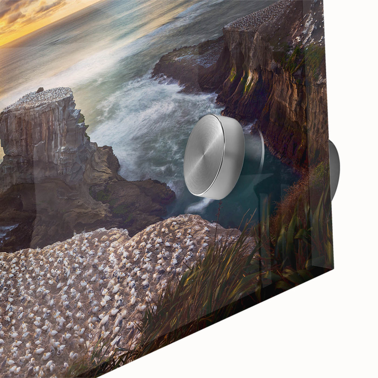 Large abstract wall art depicting New Zealand's West Coast in muted earth tones on acrylic glass.