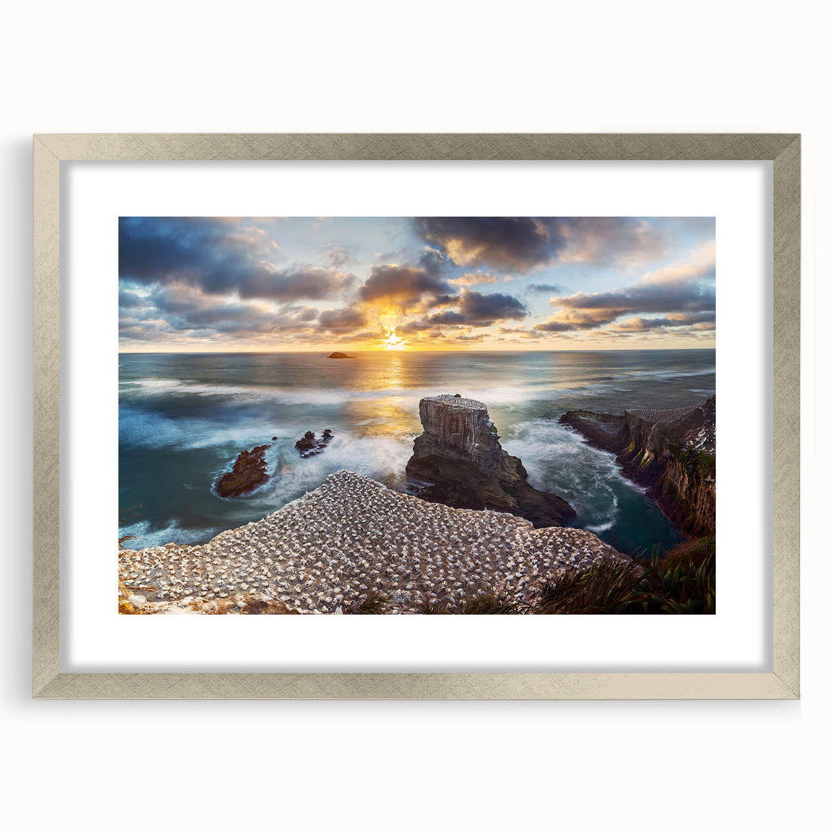 Textured abstract art print depicting New Zealand's West Coast in muted gray tones, ideal for bedroom wall art.