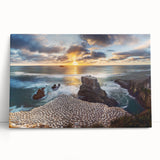 Black and white photo of New Zealand's West Coast on stretched canvas, suitable as kitchen wall art or bedroom decor.