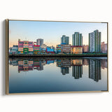 Framed canvas wall art depicting a vintage-style landscape of Buenos Aires in muted gold and black tones.