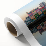 Art Deco poster of Buenos Aires skyline in pastel shades on rolled canvas, ideal for nursery wall art.