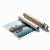 Extra large rolled canvas print featuring a floral scene in soft pastel shades, ideal for classy bathroom wall art.