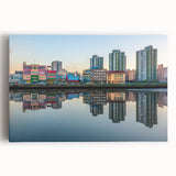 Black and white photo of Buenos Aires cityscape on large stretched canvas, suitable for kitchen wall art.