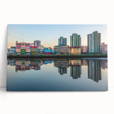 Black and white stretched canvas of Buenos Aires cityscape, ideal for kitchen wall art.
