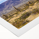 Art deco poster of an Argentine landscape in muted earth tones on rolled canvas, suitable for dining room wall art.