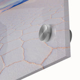 Large abstract wall art of a Bolivian landscape in muted earth tones on acrylic glass, ideal for dining room decor.