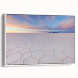 Vintage poster art of a Bolivian landscape in colorful hues on extra large framed canvas, ideal for living room decor.