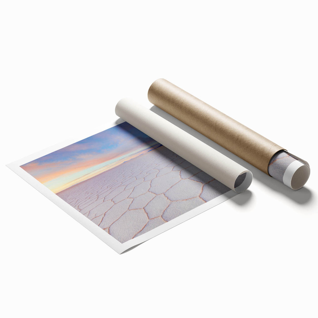 Extra large rolled print of a Bolivian landscape with vibrant floral elements.