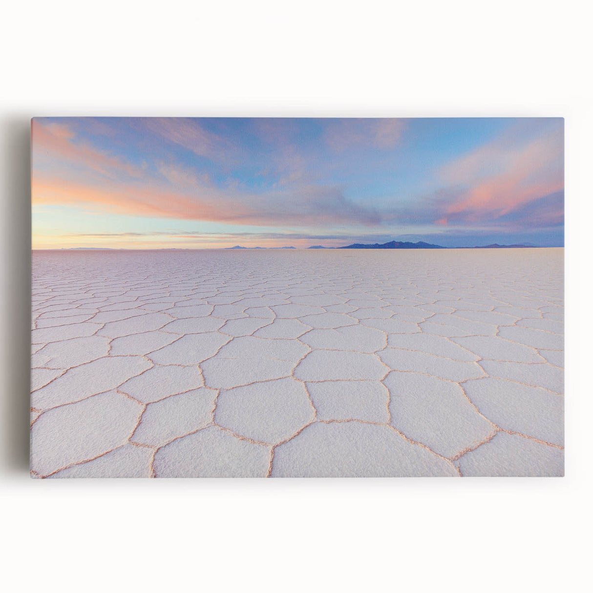 Black and white photograph of Bolivian landscape on stretched canvas, ideal for kitchen wall art.