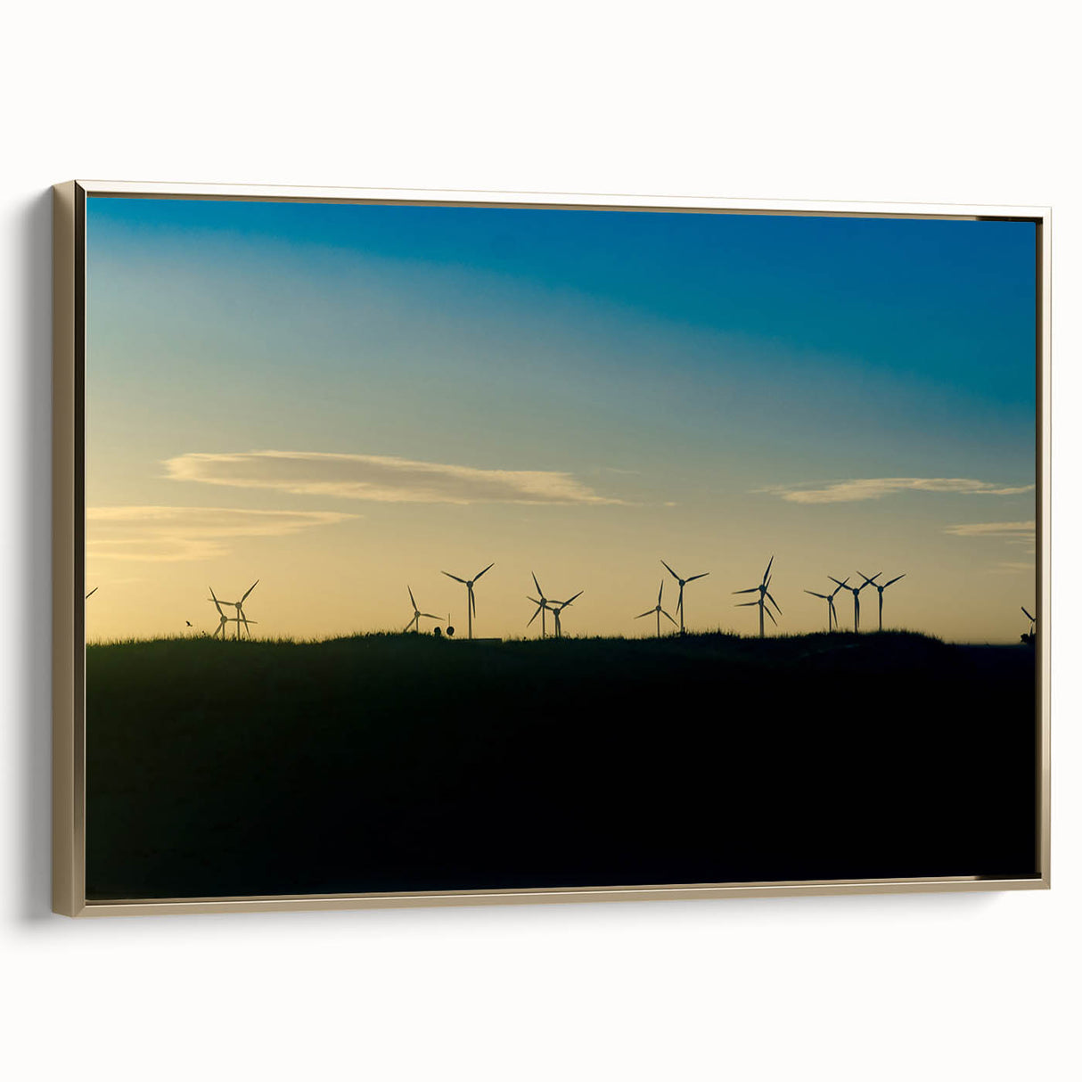 Framed canvas featuring a vintage-style landscape painting of a Brazilian scene in muted gold and black tones.