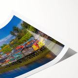 Extra large wall art featuring line art flowers in muted earth tones on a rolled print, ideal for large living room decor.