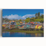 Black and white large art print of Santiago, Chile skyline on stretched canvas, ideal for kitchen wall art.