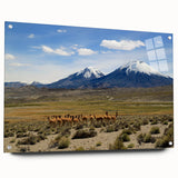 Acrylic print of a large abstract depiction of a Chilean landscape, featuring earthy tones, ideal for dining room decor.