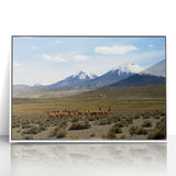Acrylic print of Chilean landscape in art deco style, featuring soft pastel colors, ideal for modern nursery wall art.
