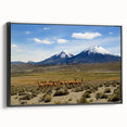 Black and white landscape art painting of a Chilean scenery on a framed canvas, suitable for bedroom decor.