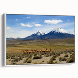 Vintage poster art of a scenic Chile landscape on framed canvas, featuring vibrant colors, ideal for living room decor.
