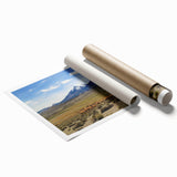 Extra large rolled print depicting a serene Chilean landscape with lush greenery and distant mountains.