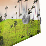 Large abstract wall art featuring a Colombian landscape in muted earth tones on acrylic glass.