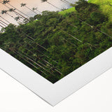 Art deco poster of a vibrant, stylized Colombian landscape on rolled canvas, ideal for dining room wall art.