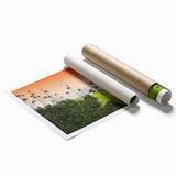 Extra large rolled print of a vibrant Colombian landscape with lush florals, ideal for classy bathroom wall art.