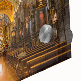 Large abstract wall art depicting a South American scenery in muted earth tones on acrylic glass, ideal for dining room art.