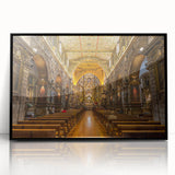 Large abstract wall art featuring a vibrant depiction of the Ecuadorian landscape, in a black frame acrylic print.