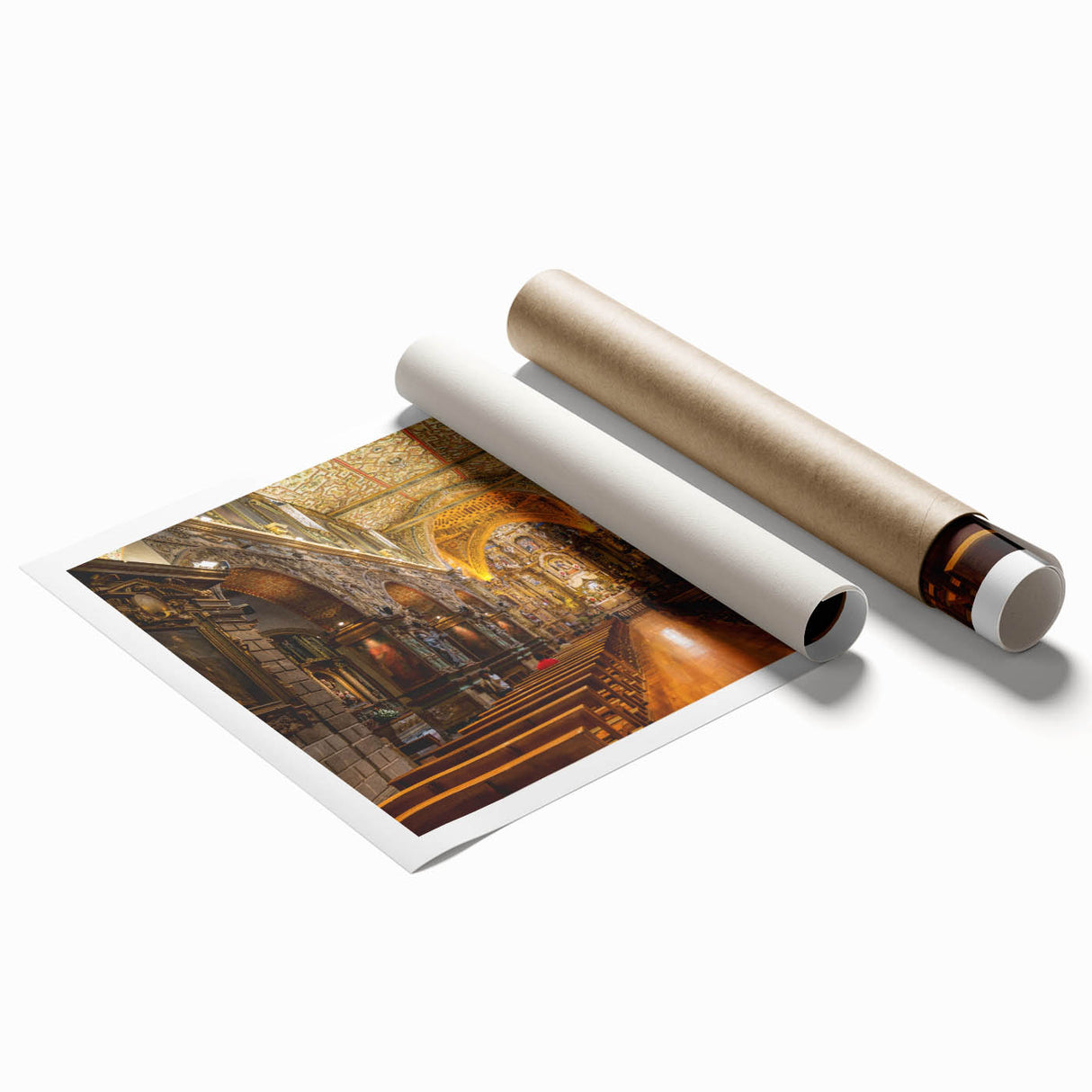 Extra large rolled print featuring vibrant floral art from Ecuador, suitable as classy bathroom wall art.