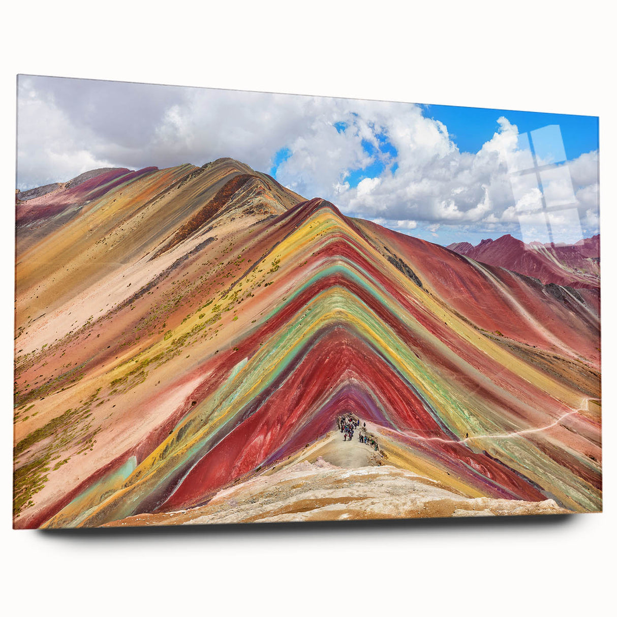 Large abstract depiction of the South American scenery in Peru on acrylic glass, ideal for bedroom or dining room art.
