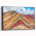 Black and white framed canvas of a Peruvian landscape, ideal for bedroom wall art with a vintage poster style.
