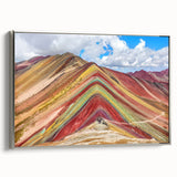 Framed canvas landscape art painting depicting a colorful Peruvian scenery, ideal for living room decor.