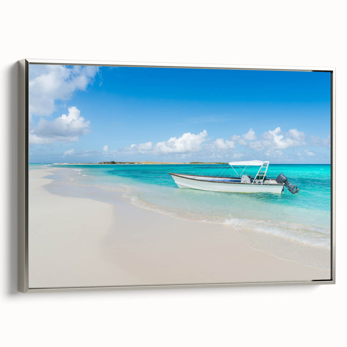 Framed canvas depicting a vintage-style landscape art painting of a Venezuelan scenery in vibrant colors.