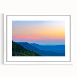 Abstract art print of Alabama scenery in muted earth tones on a white matted frame, ideal for dining room decor.