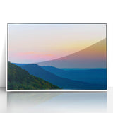 Art deco-style poster of Alabama scenery in muted green and blue tones, framed acrylic print.