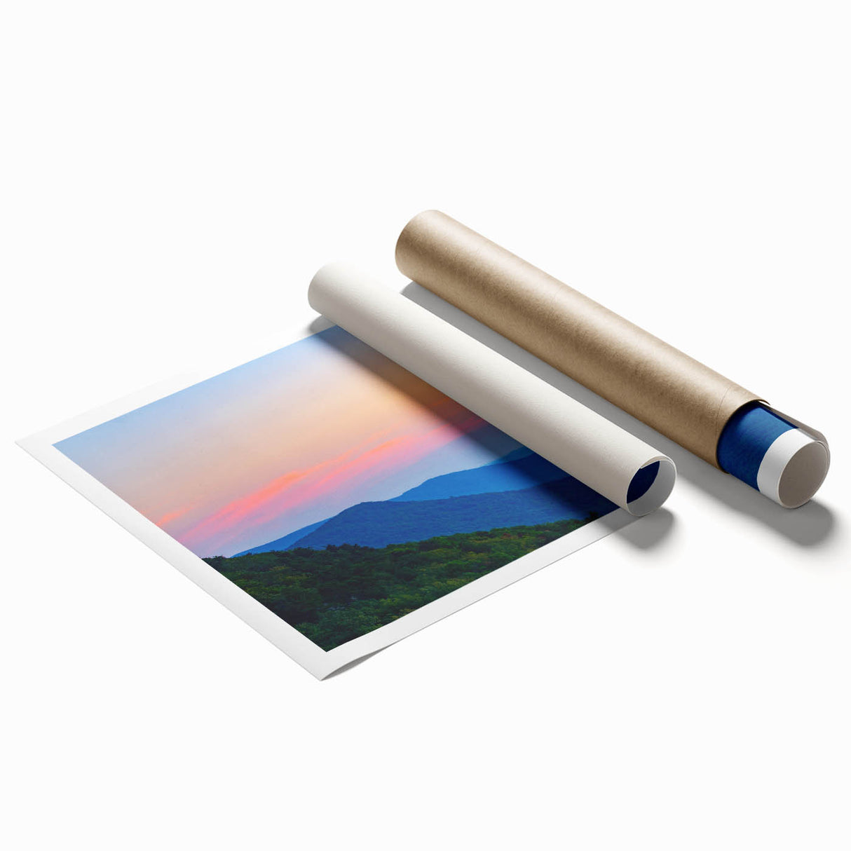 Extra large rolled print of Alabama scenery featuring vibrant green landscapes and subtle floral elements.