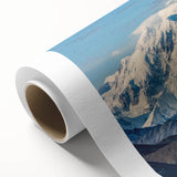 Art deco poster of Denali National Park in pastel hues on rolled canvas, suitable for nursery wall art.