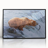 Large abstract wall art depicting an Alaskan landscape in muted earth tones on a framed acrylic.