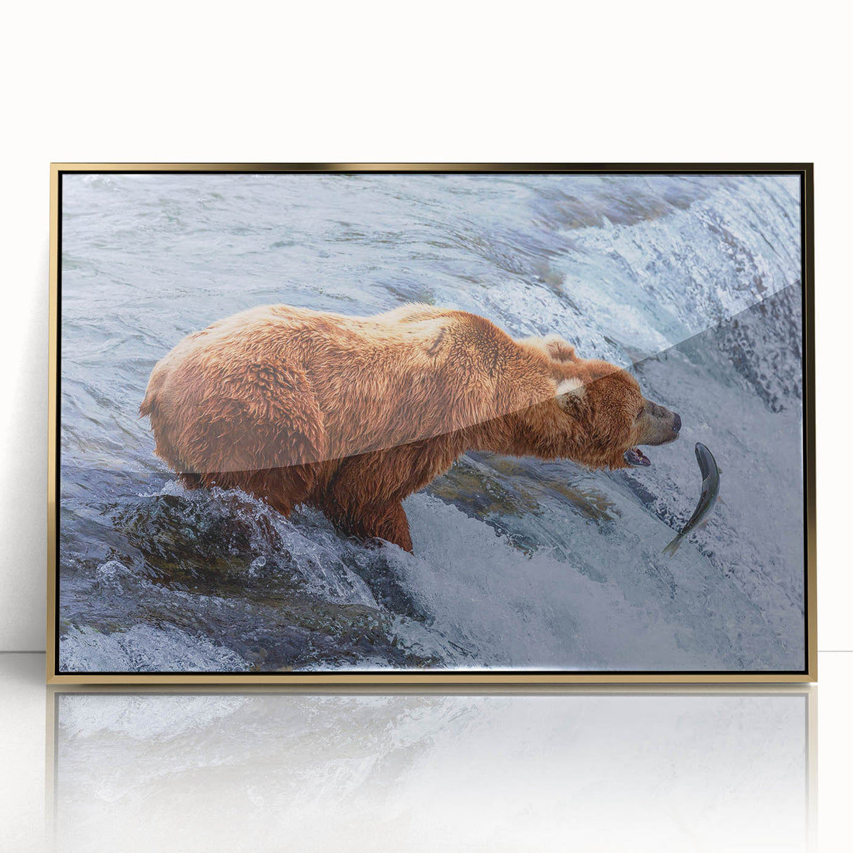 Large art print of an Alaskan landscape in muted earth tones on a framed acrylic, ideal for modern art wall decor.