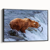 Black and white framed canvas of an Alaskan landscape, ideal for bedroom wall decor.