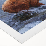 Art deco poster of Alaskan scenery in muted earth tones on rolled canvas, ideal for dining room wall art.