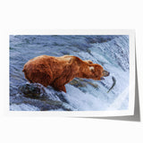 Alaskan landscape rolled print featuring muted green and blue tones on canvas, suitable for art wall dining room.