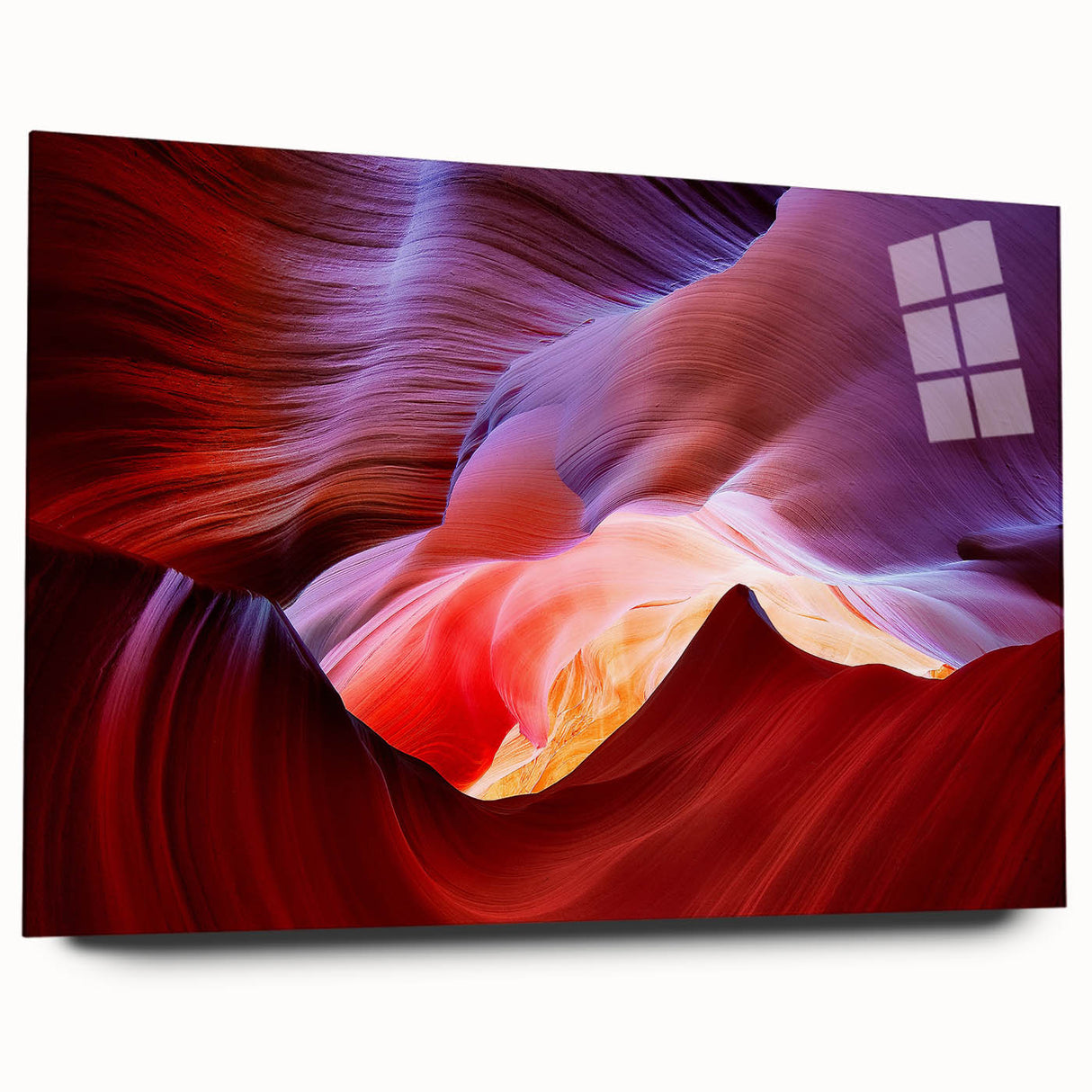 Acrylic print of Antelope Canyon in Arizona, featuring warm earth tones, ideal for bedroom or dining room art.