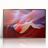 Framed acrylic print of Antelope Canyon in Arizona, featuring warm earth tones, ideal for modern art wall decor.