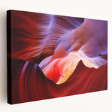 Antelope Canyon landscape on large stretched canvas, showcasing red and orange rock formations, ideal for kitchen wall art.